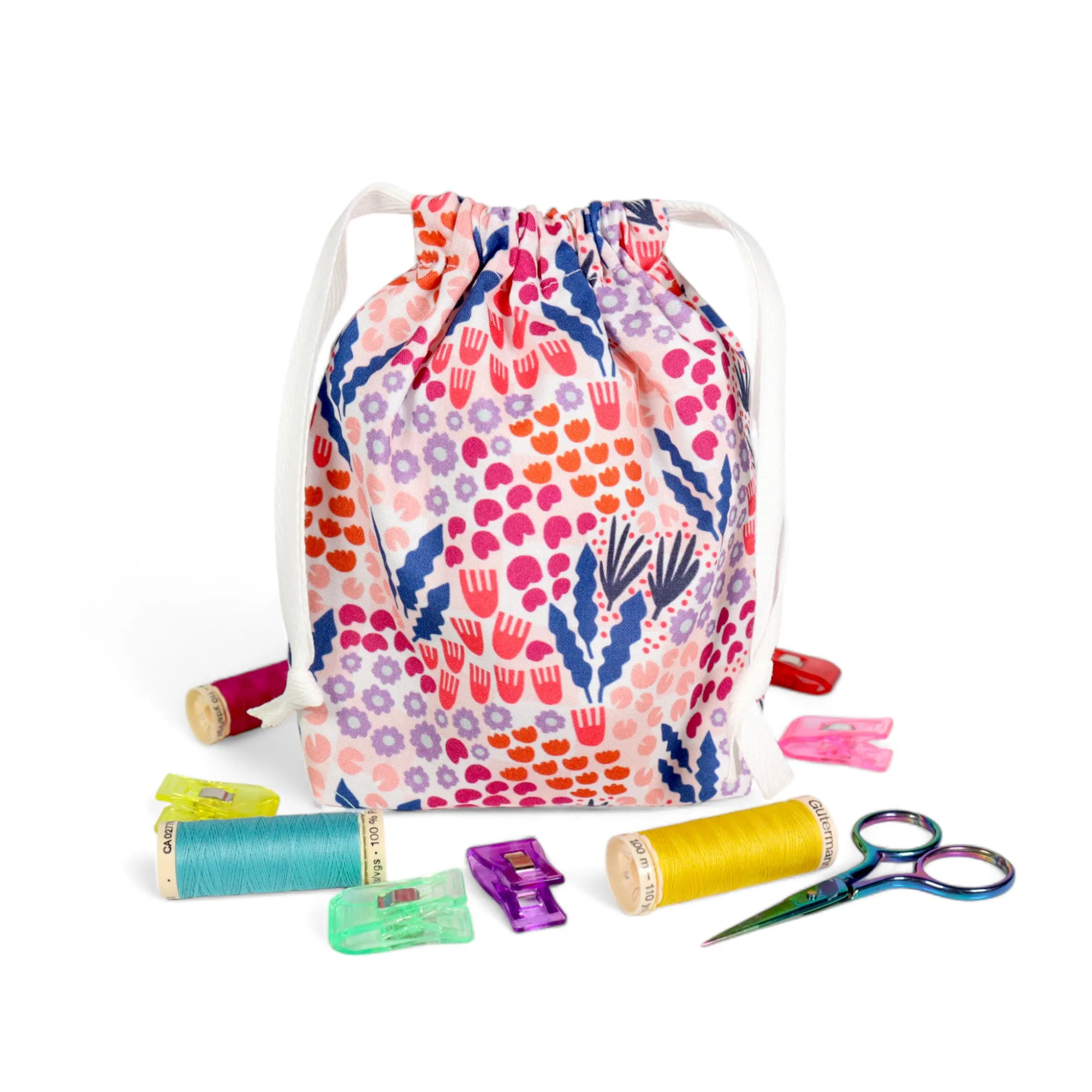 Drawstring Bag Sewing Kit - Agnes Floral - Makes 2 Bags