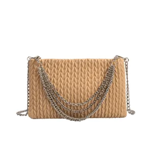 Erin Tan Padded Quilted Crossbody Clutch - FINAL SALE