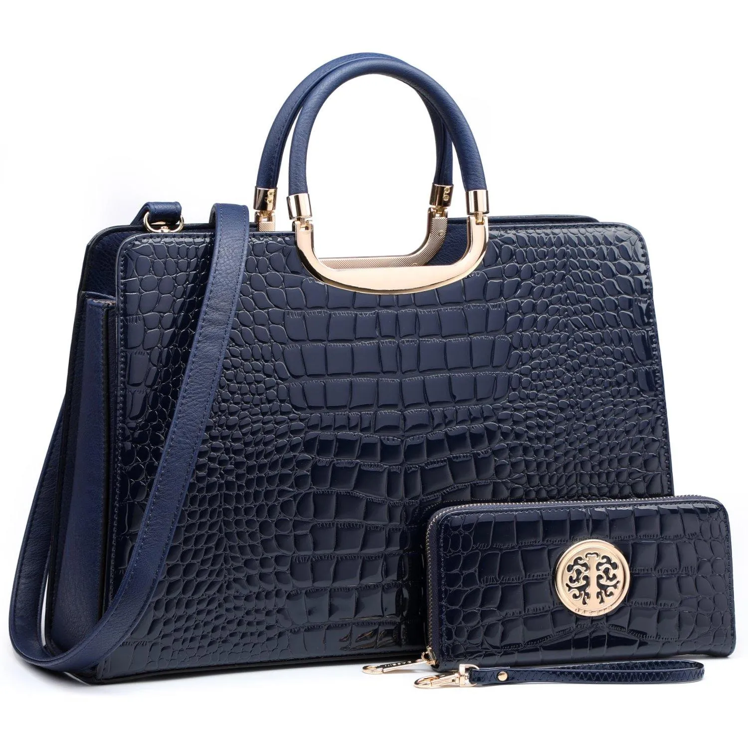 Fashion Pattern Embossed Handbag with Matching Wallet