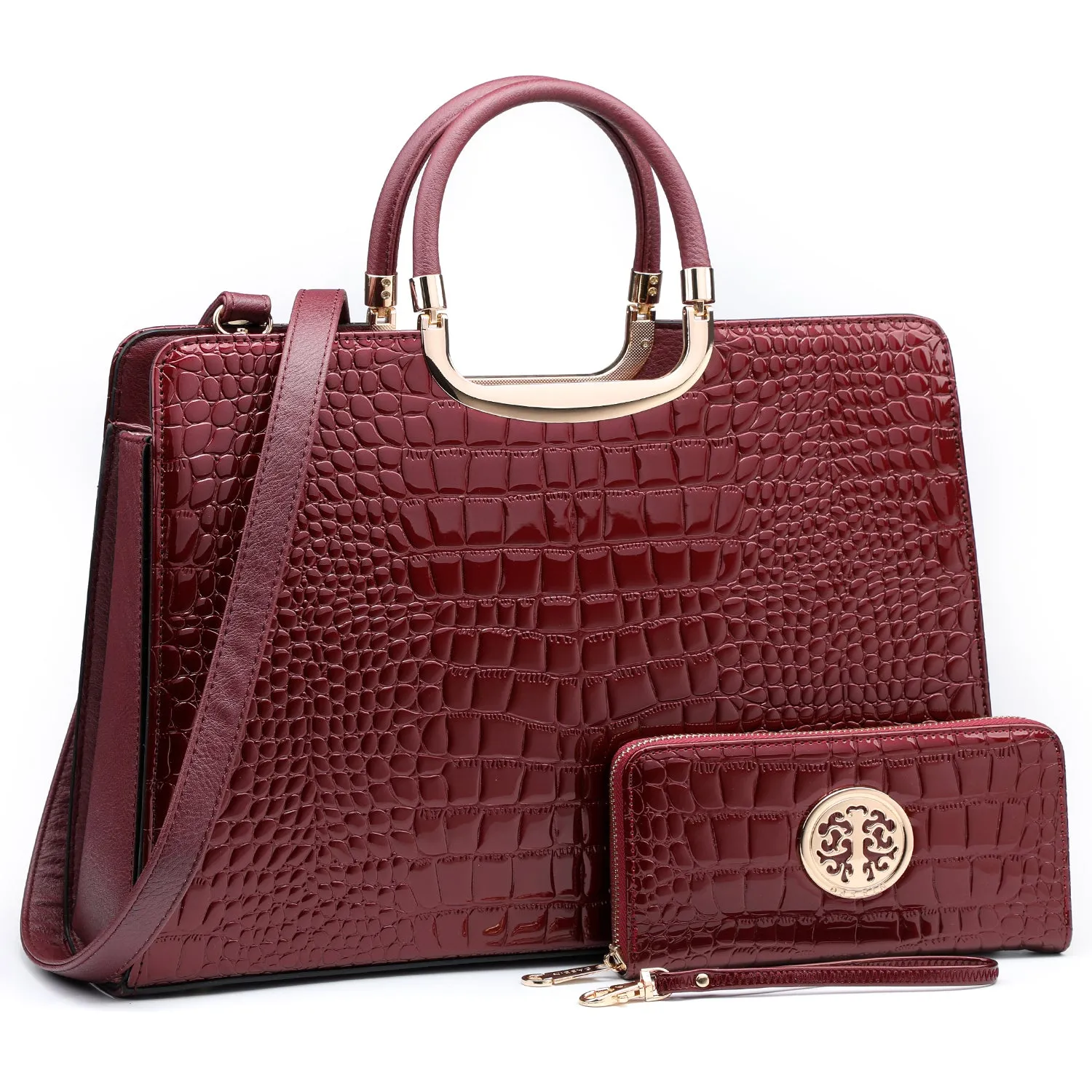 Fashion Pattern Embossed Handbag with Matching Wallet