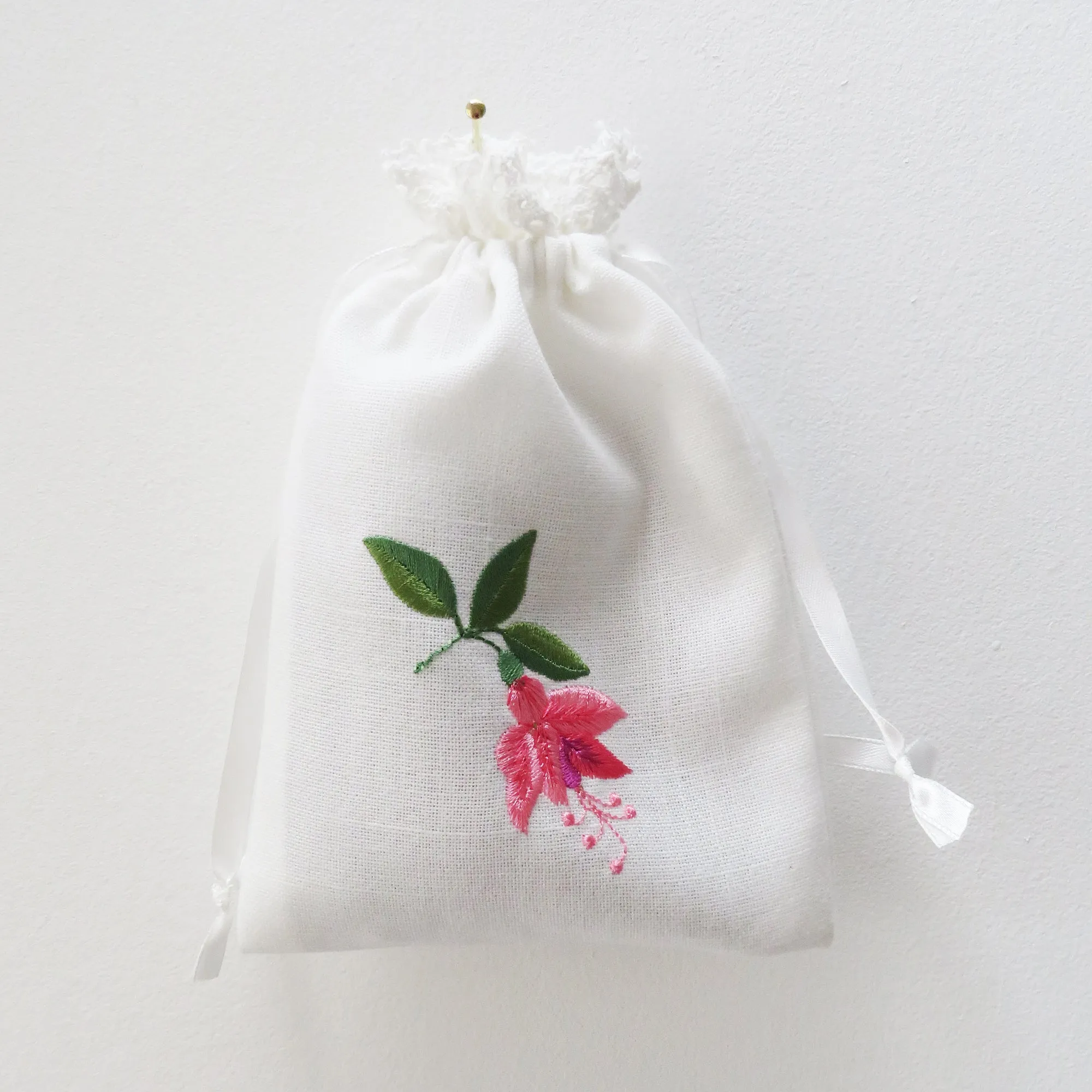 Fuchsia Cotton Drawstring Bag