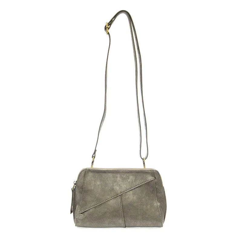 Gigi Crossbody with Woven Wristlet Strap in Metallic Dark Chrome