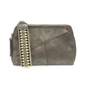 Gigi Crossbody with Woven Wristlet Strap in Metallic Dark Chrome