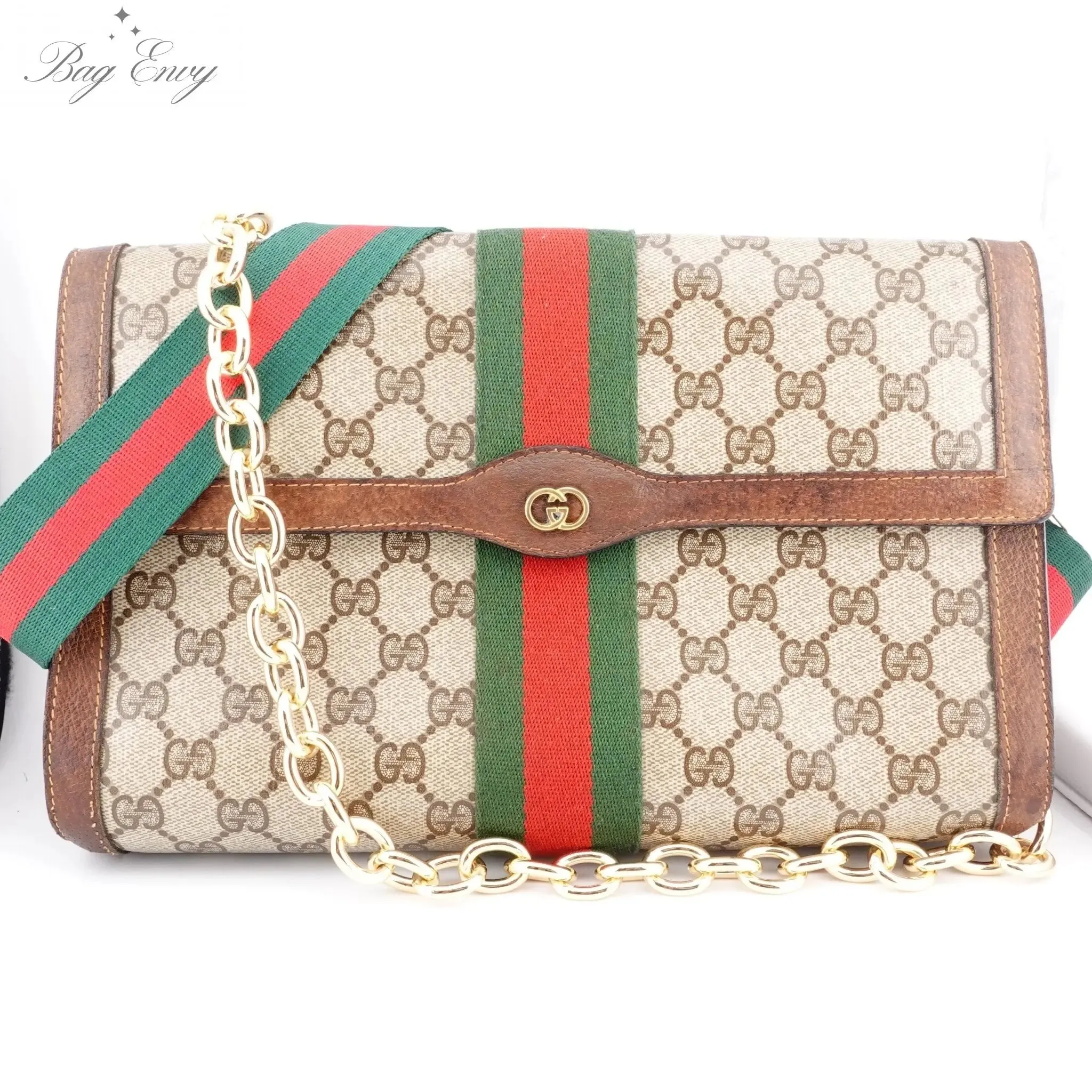 GUCCI Large Ophidia Clutch with Strap & Chain