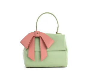 Gunas New York Cottontail Mint & Light Pink Vegan Leather Satchel Bag