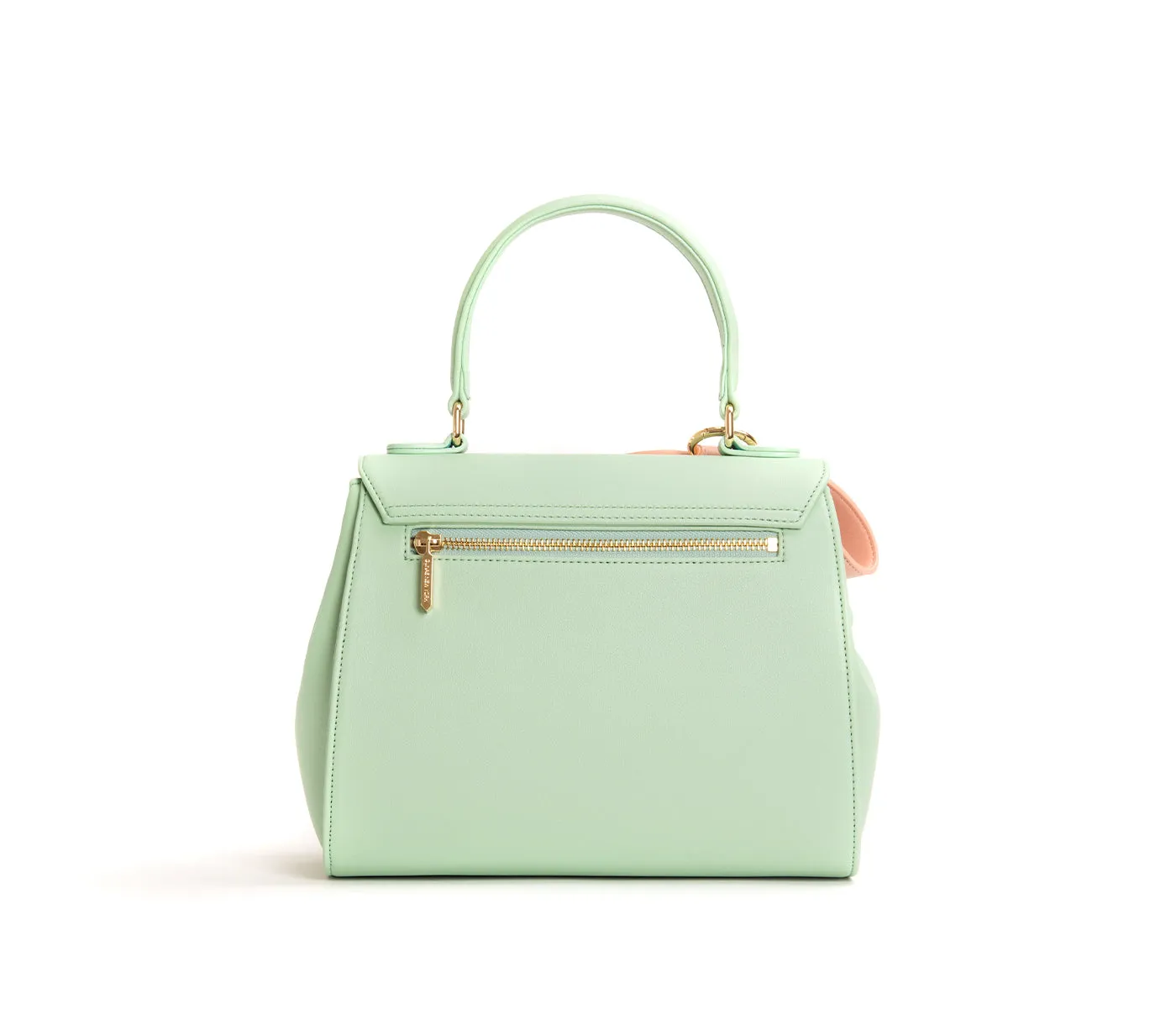 Gunas New York Cottontail Mint & Light Pink Vegan Leather Satchel Bag