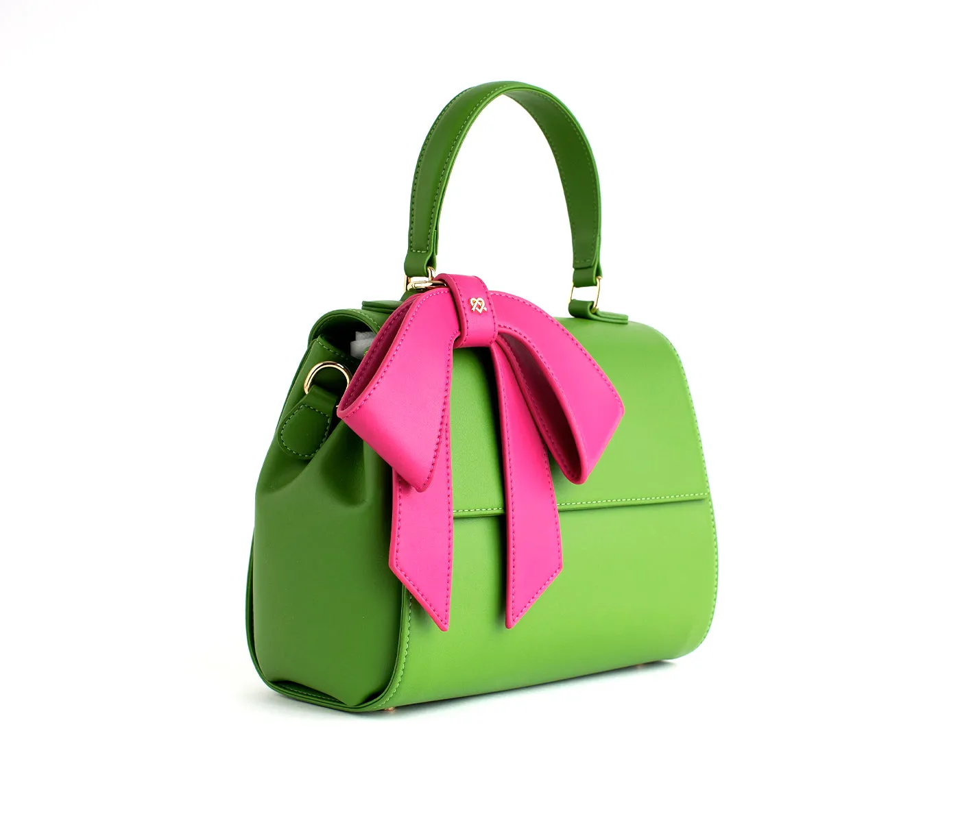 Gunas New York Cottontail Neon Green Vegan Leather Satchel Bag