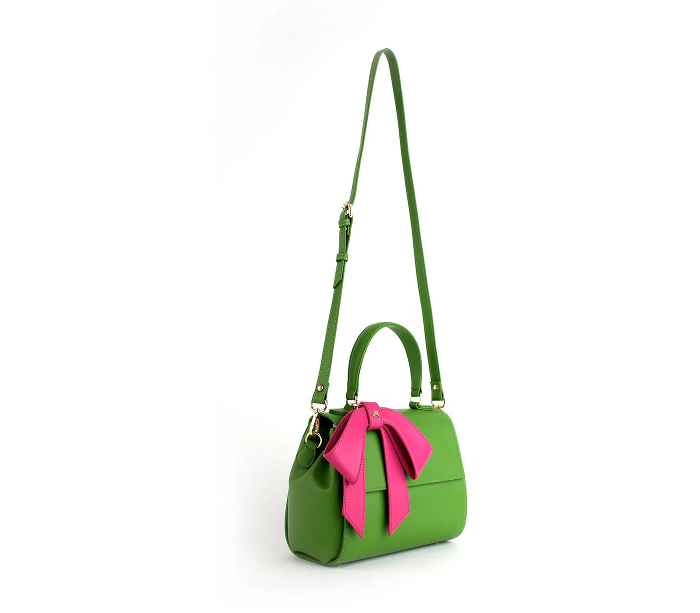 Gunas New York Cottontail Neon Green Vegan Leather Satchel Bag