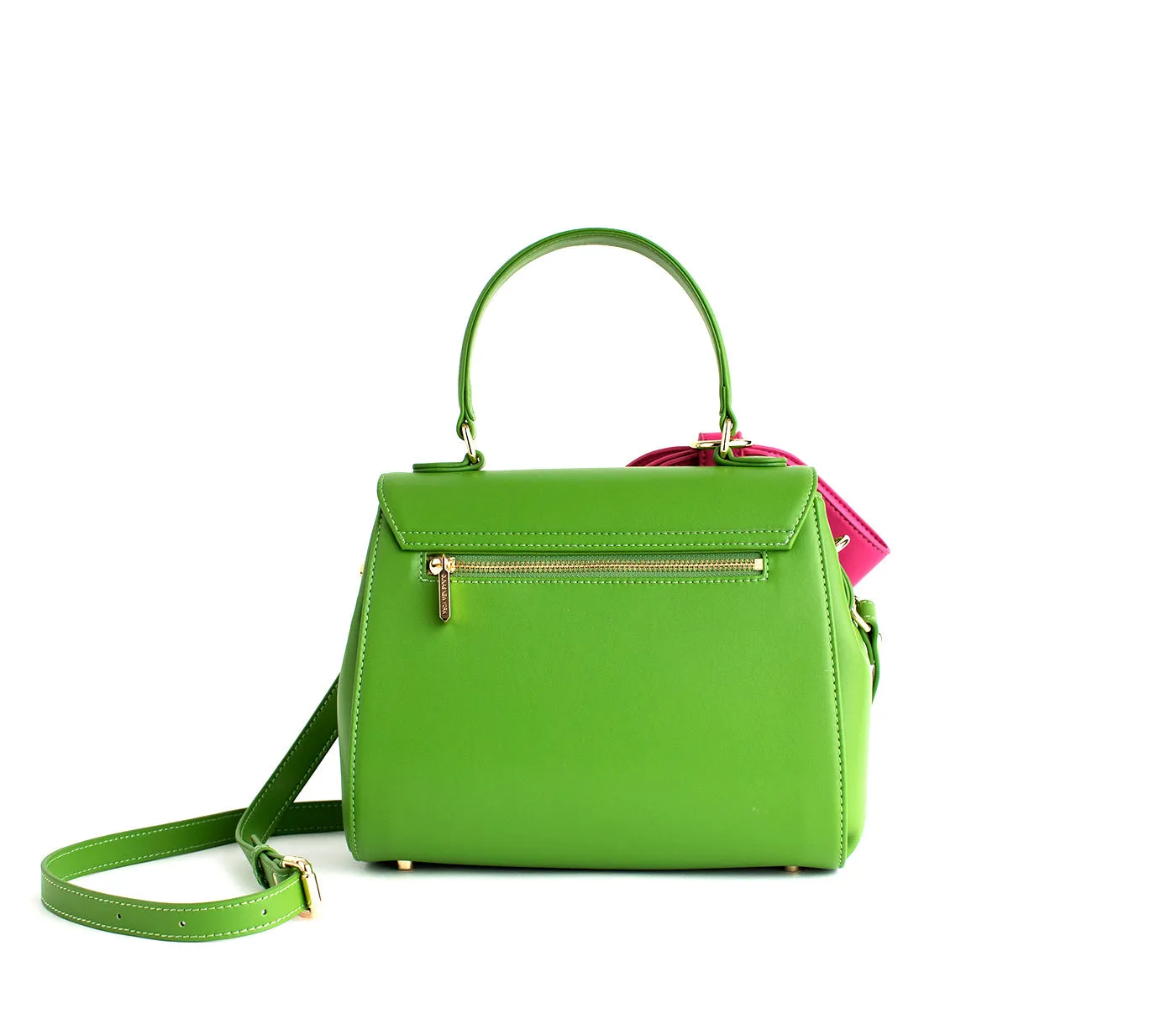 Gunas New York Cottontail Neon Green Vegan Leather Satchel Bag