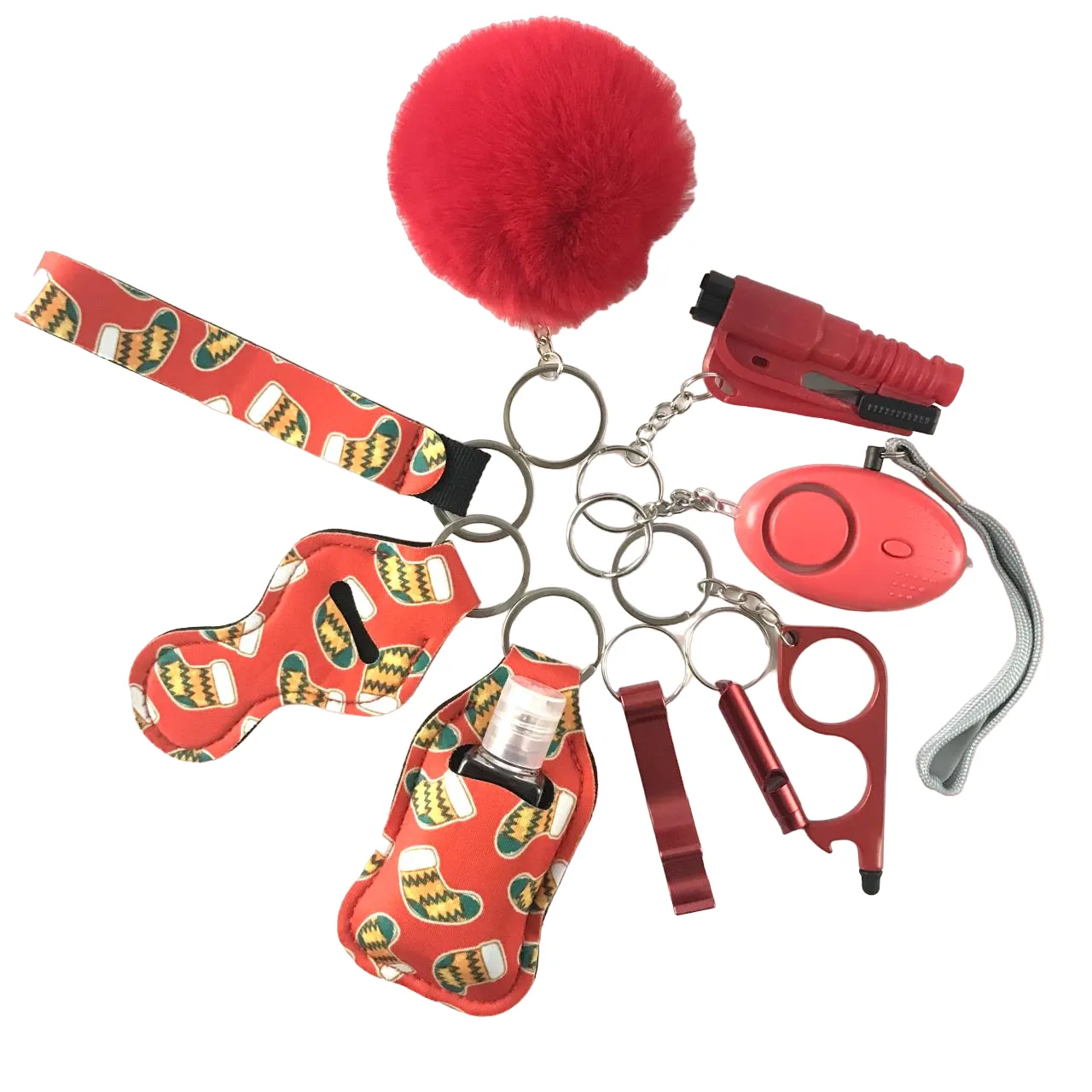 Holiday Edition Safety Tools 10-Piece Self Defense Keychain Set