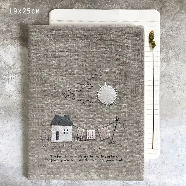 Large Linen Notebook - The best things in life...