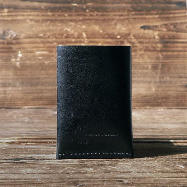 Leather Folded Card Wallet #Black