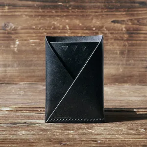 Leather Folded Card Wallet #Black