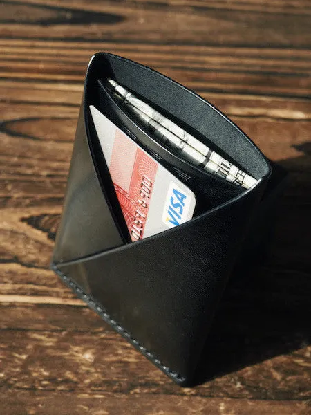 Leather Folded Card Wallet #Black