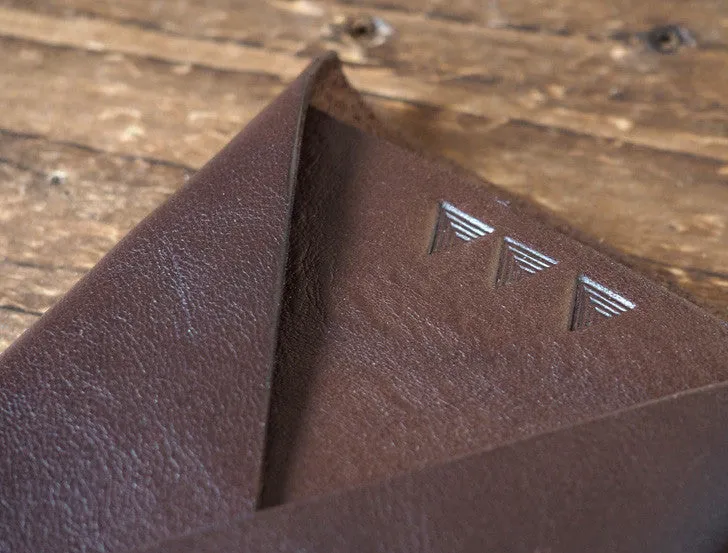 Leather Folded Card Wallet #Dark Brown