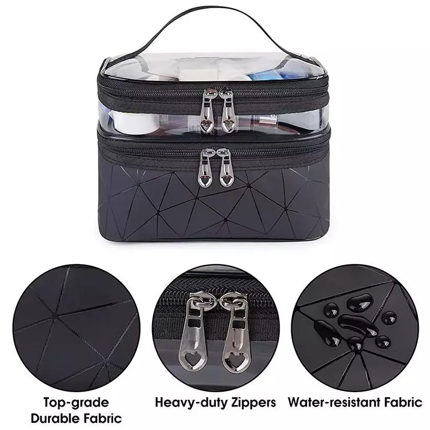 Makeup Bags Double layer Travel Cosmetic Cases