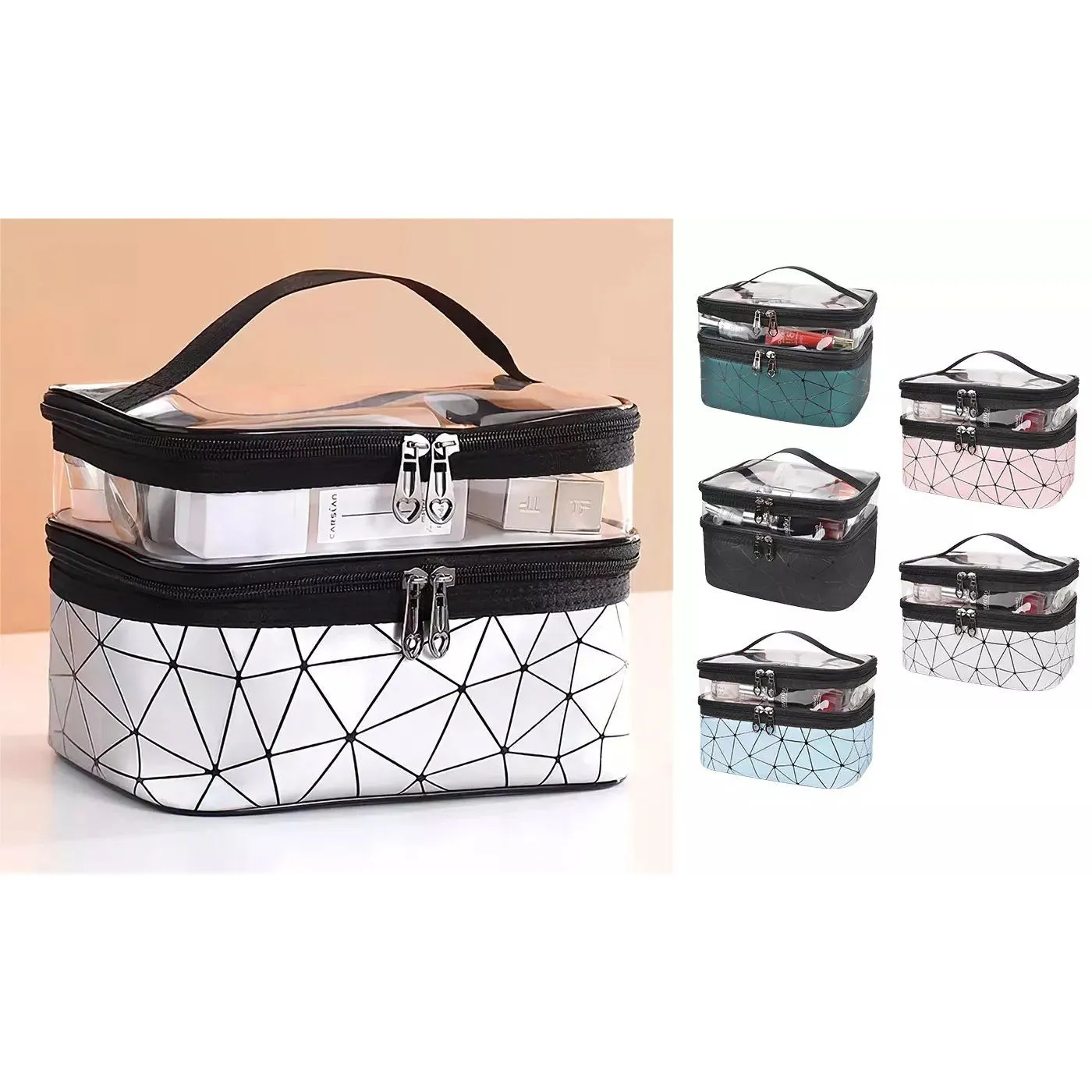 Makeup Bags Double layer Travel Cosmetic Cases