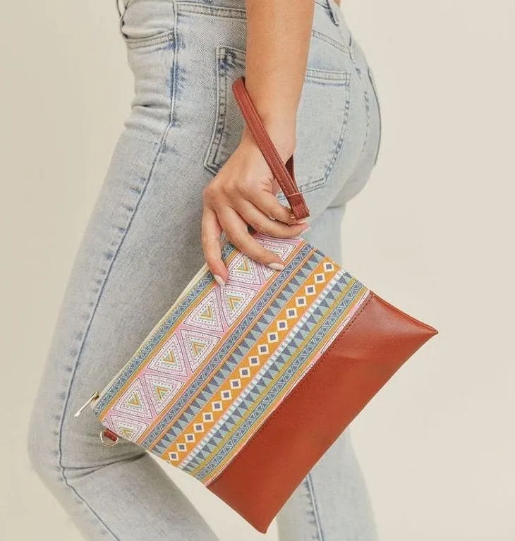 MB0142 Aztec Crossbody & Wristlet Bag