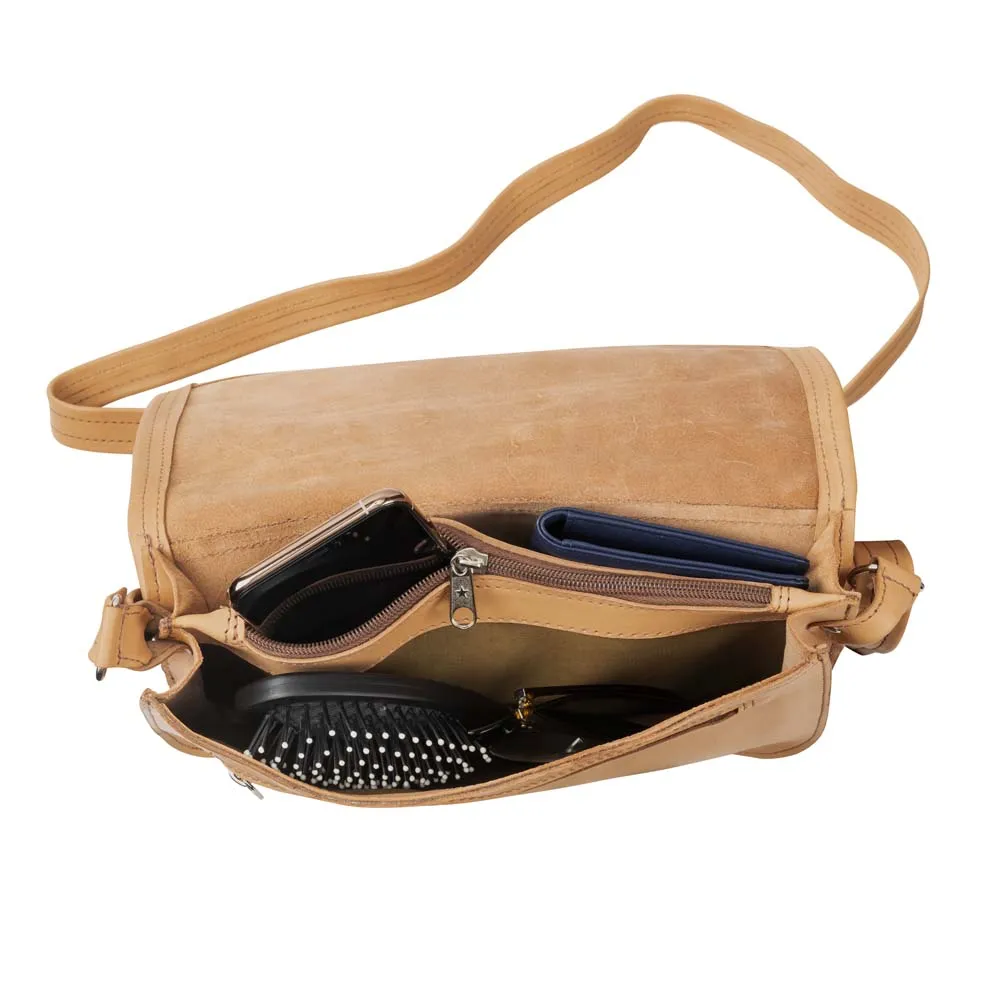 Medium Leather Crossbody Bag | Natural