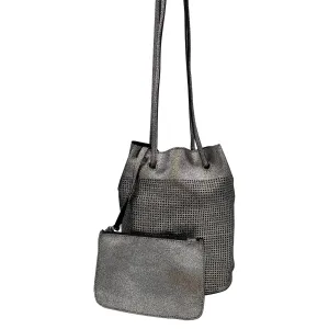 MODA LUX Bucket Bag with Detachable Wristlet - Silver Metallic New w/Tags