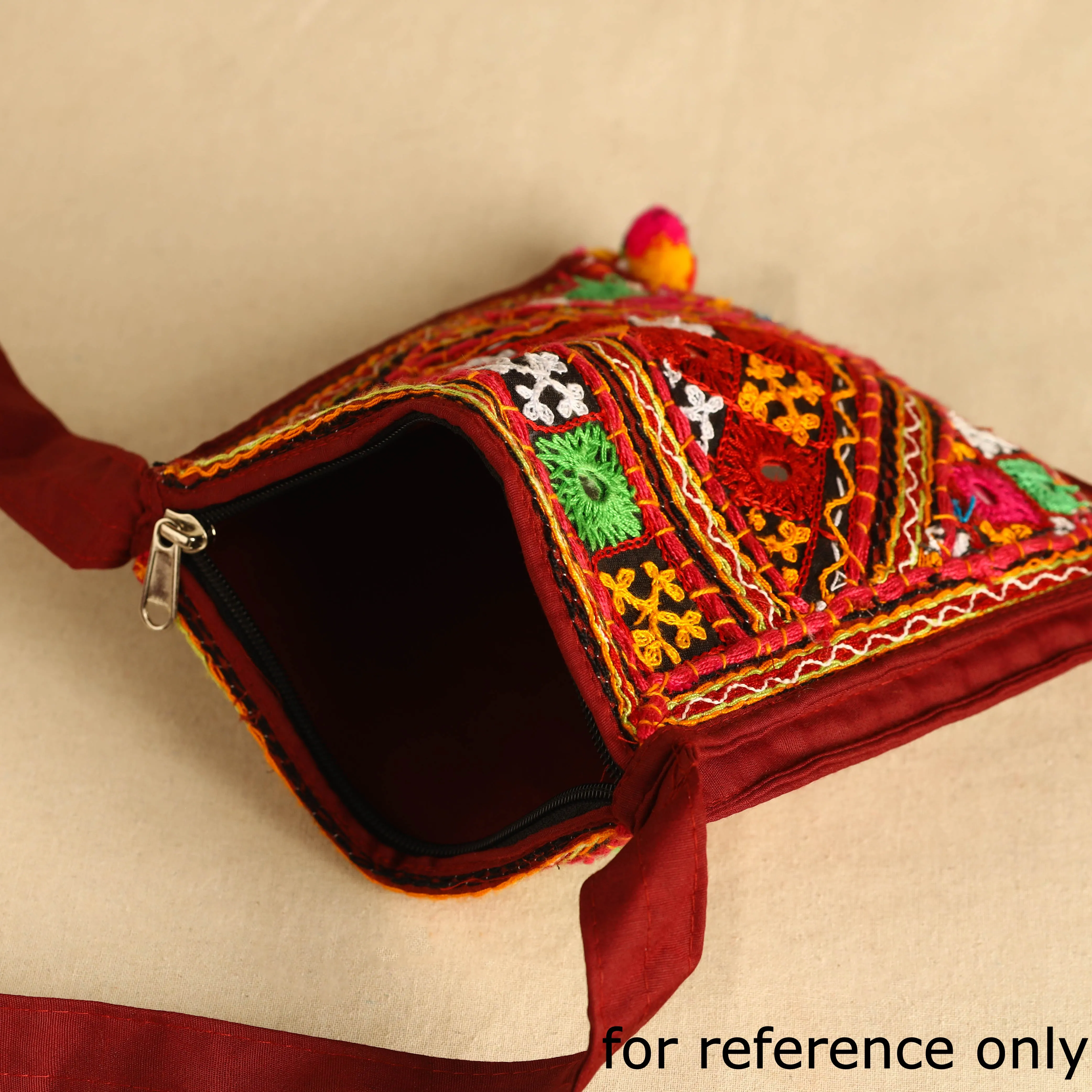 Multicolor - Kutch Abhla Bawariya Hand Embroidery Mirror Work Sling Bag 14