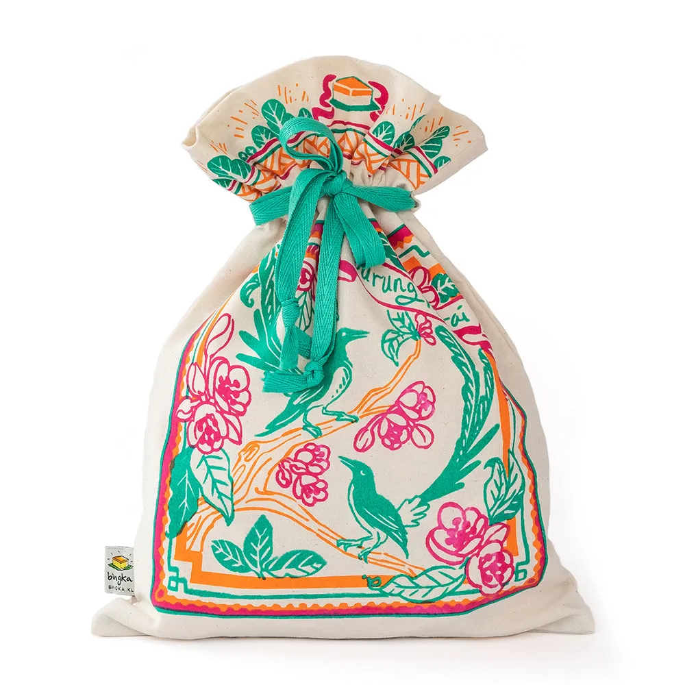 Peranakan Tiles Burung Murai Drawstring Gift Bag (Big)