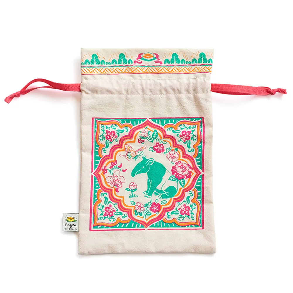 Peranakan Tiles Tapir Drawstring Gift Bag (Small)