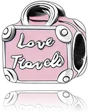 Pink Suitcase Love Travel Bead Charm