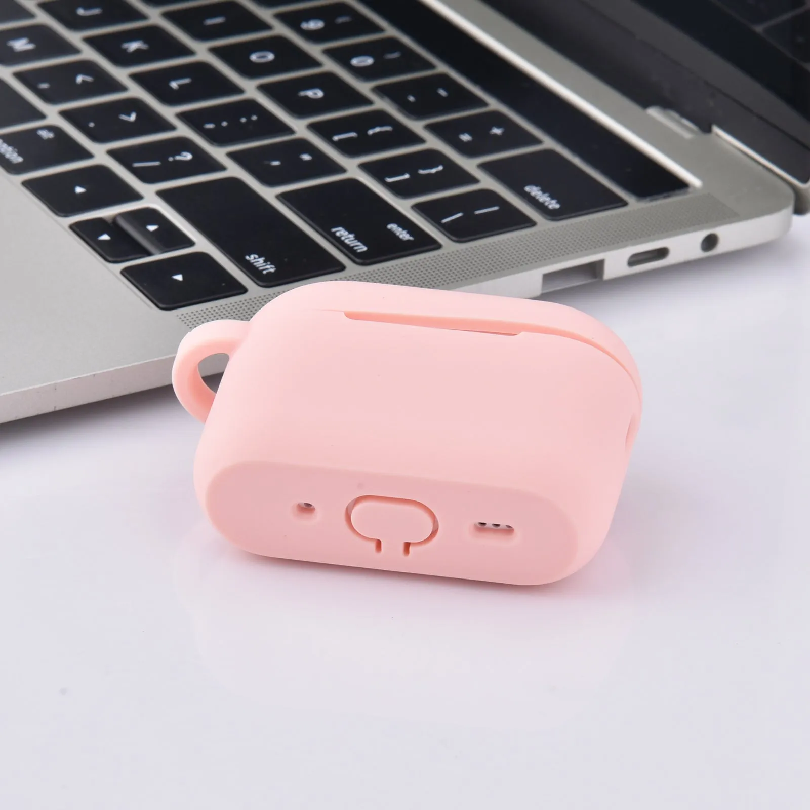 Silicone Case for AirPods Pro 2 with Bling Heart & Fur Pom Pom Keychain