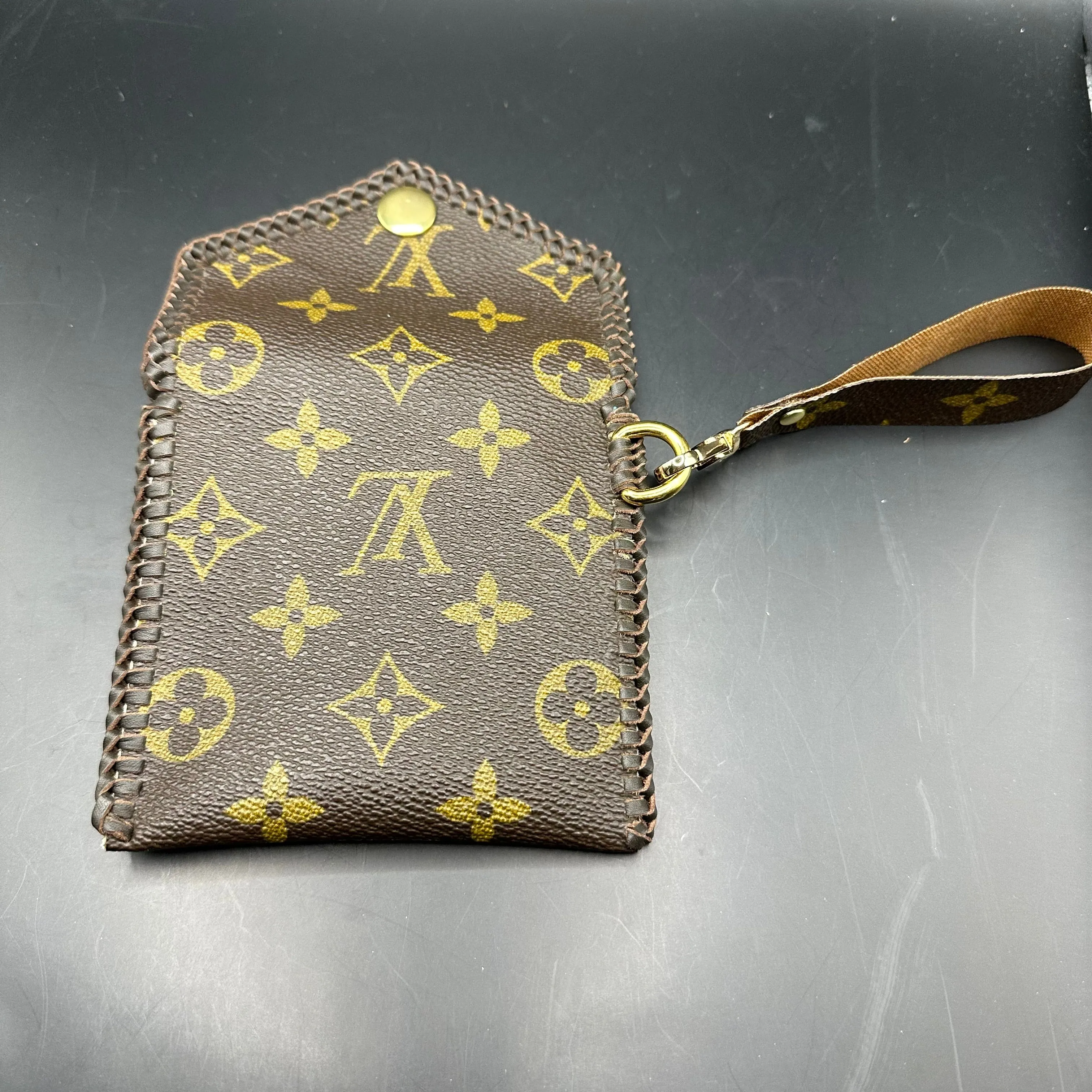 The Cardinal Card Holder/Wallet/Wristlet - Monogram in Chocolate