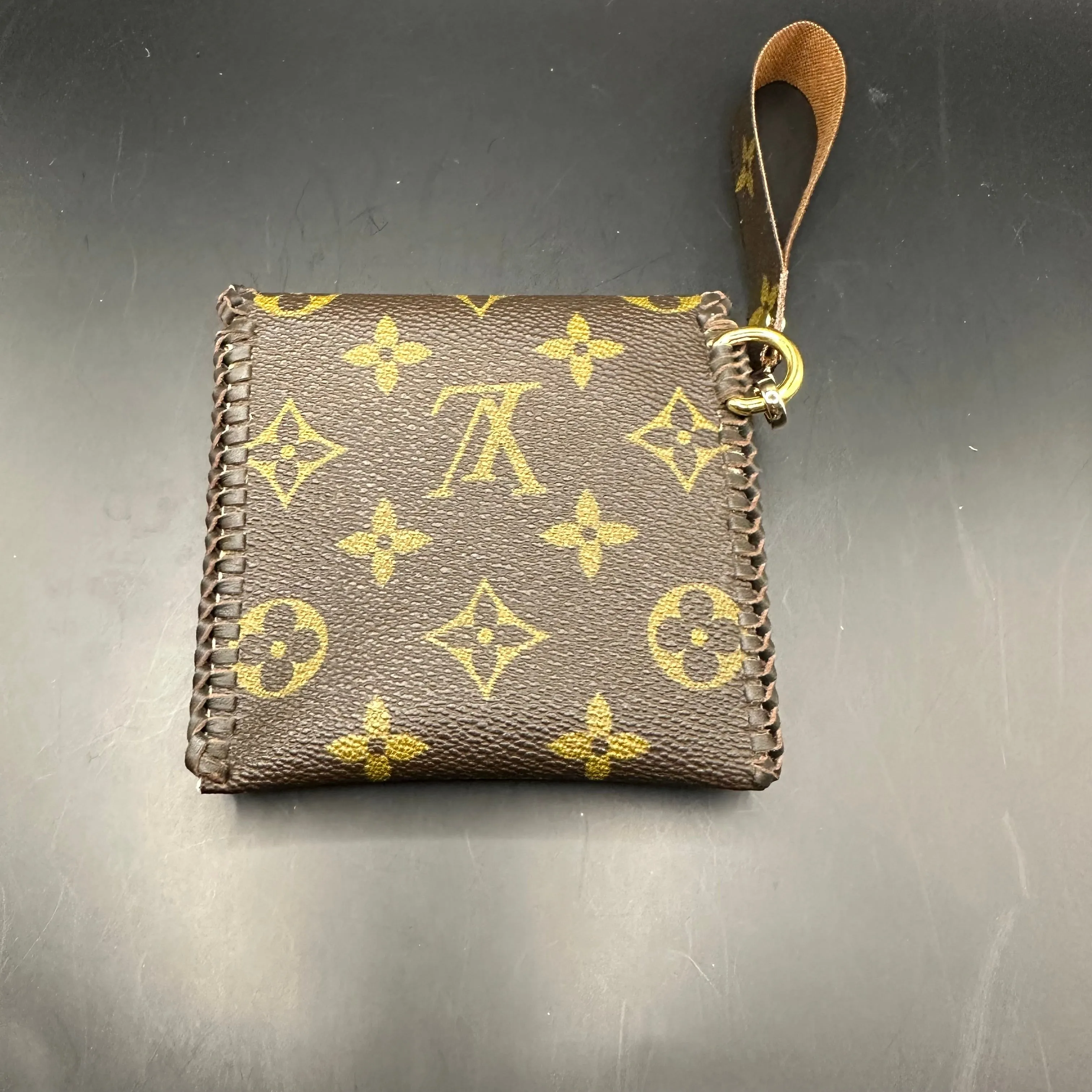 The Cardinal Card Holder/Wallet/Wristlet - Monogram in Chocolate