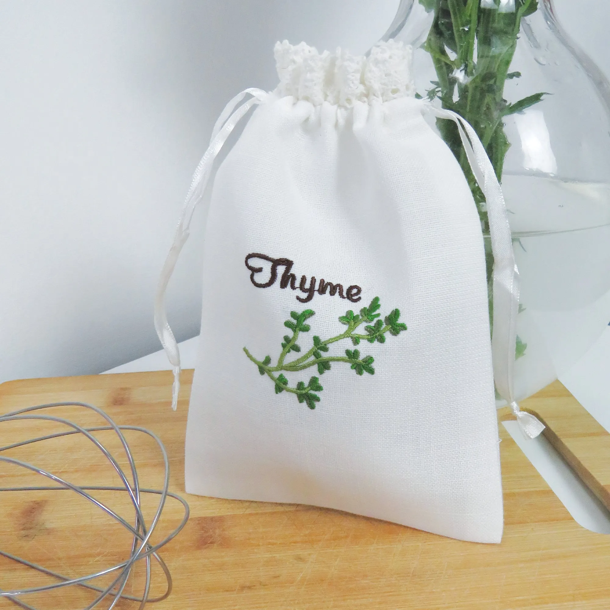 Thyme Herb Drawstring Bag