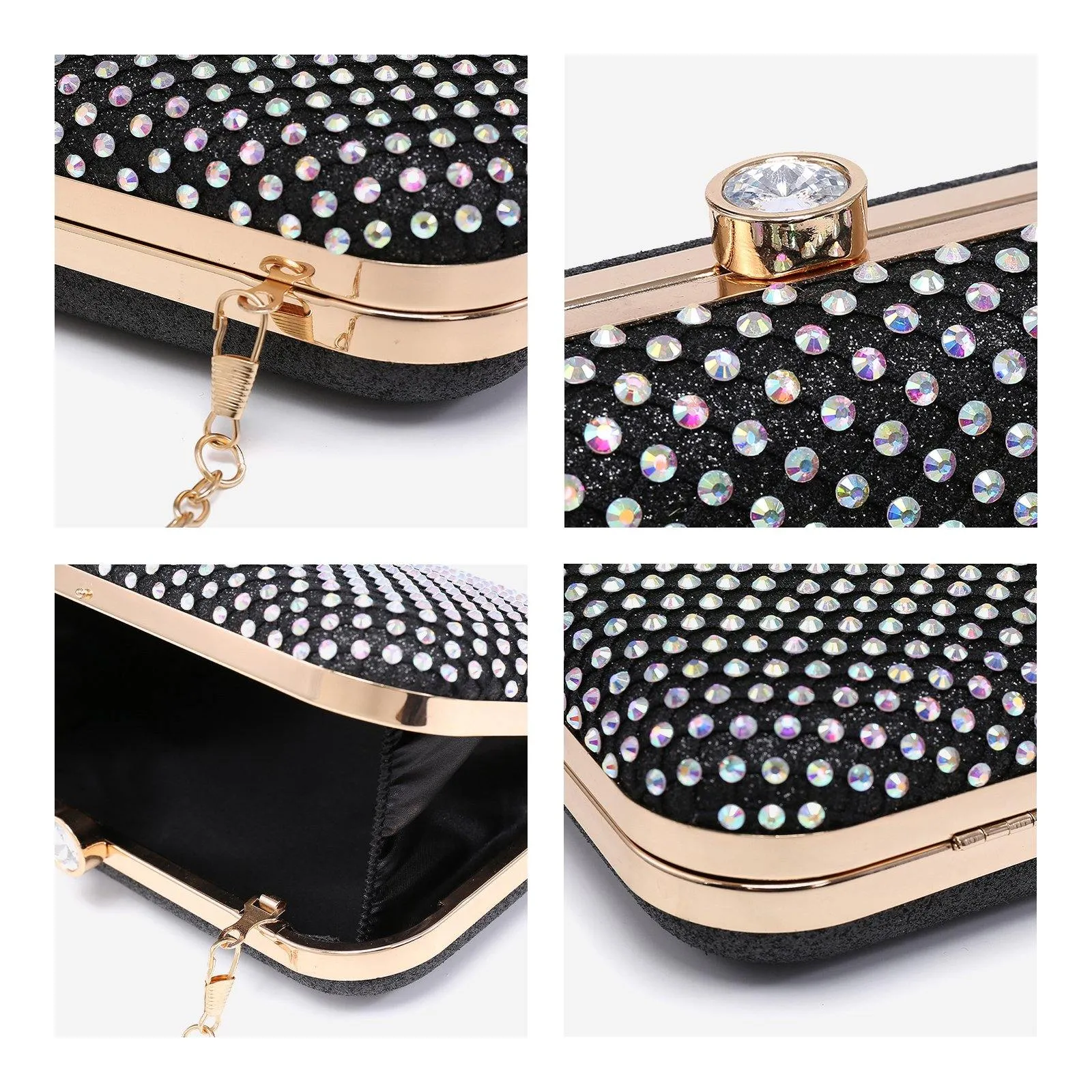 Womens Sparkling Rhinestone Clutch Evening Purse for Prom Party Wedding Dasein