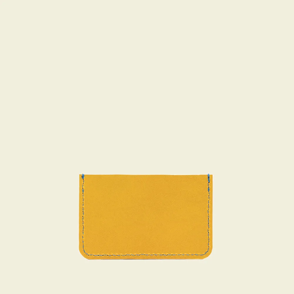 Yellow and blue leather card holder